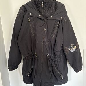 Bogner Ski Coat ?Vintage Women's Size 16 MADE IN USA Black EUC Many snaps/zip